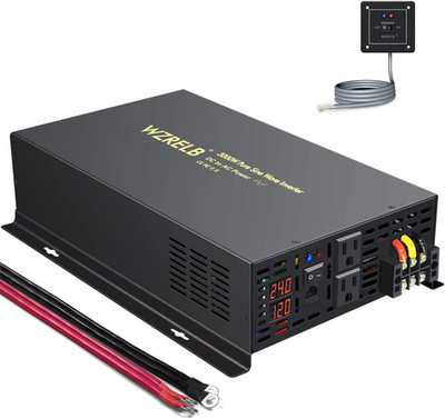3000W 24VDC Pure Sine Wave Inverter with Remote & 2 AC Outlets