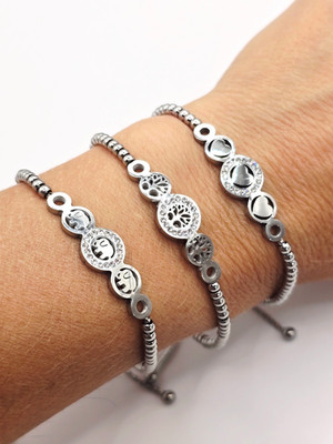 DAMEN EDELSTAHL SCHIEBEARMBAND VERSTELLBAR DAMEN SCHMUCK ARMBAND
