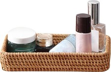 8in Rattan Bathroom Vanity Tray, Toilet Tank Basket, Bathroom Decor Box, Small