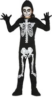 Skelett KostüM Kinder Gr. 140/146, Guirca, Halloween, Verkleidung, Schwarz