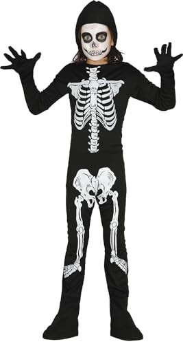 Skelett KostüM Kinder Gr. 140/146, Guirca, Halloween, Verkleidung, Schwarz-image