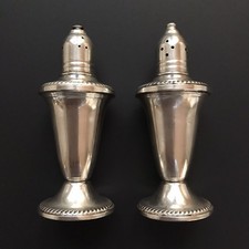 Duchin Creation Sterling Silver Salt & Pepper Shakers Weighted Glass Lined Vtg Duchin Creation Sterling Silver Salt & Pepper Shakers Weighted Glass Lined Vtg - Image 1