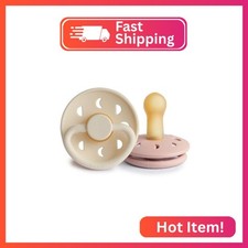 FRIGG Moon Natural Rubber Baby Pacifier  Made in Denmark  BPA-Free Blush/Crea