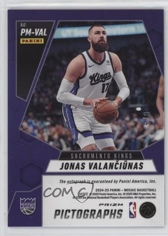 2024-25 Mosaic Pictographs Choice Black Gold Prizm 5/8 Jonas Valanciunas Auto view 2