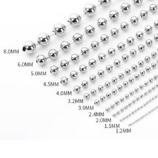 USA Stock 1/2/3/4/5MM Stainless Steel Ball Chain Dog Tag Bead Necklace Bracelet