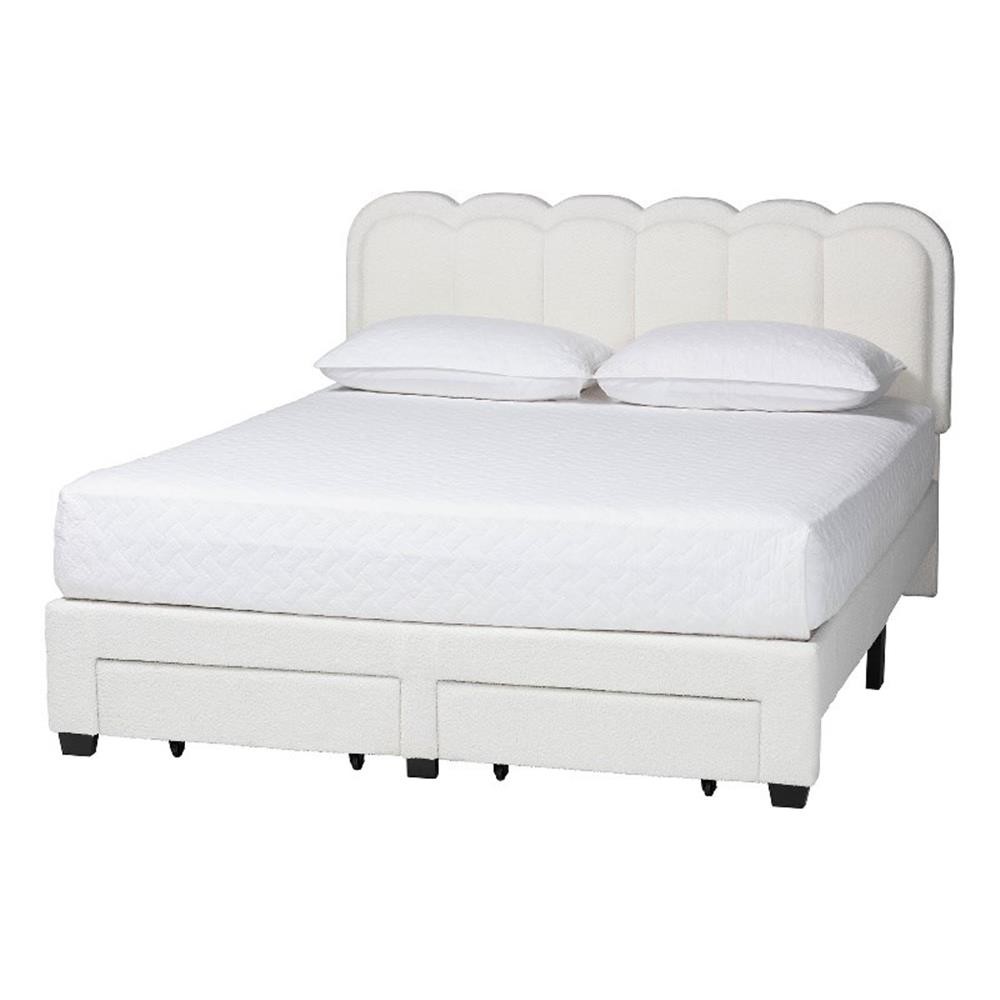 Baxton Studio Caradonna Cream Teddy-Bear Fabric Bed with Sto