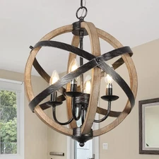 4-Light Dining Room Light Fixtures Farmhouse Chandelier for Kitchen Living Room