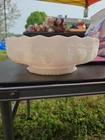Vintage Anchor Hocking Fire King Milk Glass Grapevine Pedestal Console Bowl
