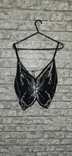 Miss Selfride Black Squin Butterfly Backless Trappy Top UK 10 EU 38 B6