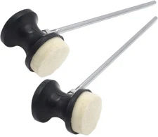 2Pcs Double-Sided Bass Drum Pedal Beaters, Stainless Steel Handle, Felt Head