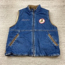 VTG Wrangler Denim Vest Jacket Large Blue Jean Sherpa Corduroy Trucker Hero 90s