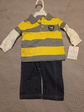 NEW CARTERS BOYS 2 PC SET LONG SLEEVE SHIRT PANTS DINOSAUR PLANE 6M 12M 18M 24M