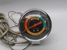 Vtg Airguide Sebring Chrome Pedestal Vacuum Gauge Curved Glass Hot Rod Accessory