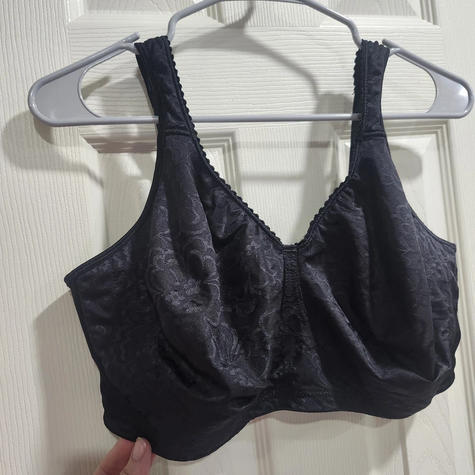 Playtex 18 Hour 4745 Bra 42D Black Wirefree Ultimate Lift & Support Floral - Image 3 of 4