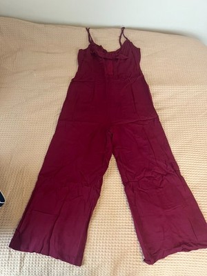 Tobi Jumpsuit with cut out and bow front - Dark Red, Size Large