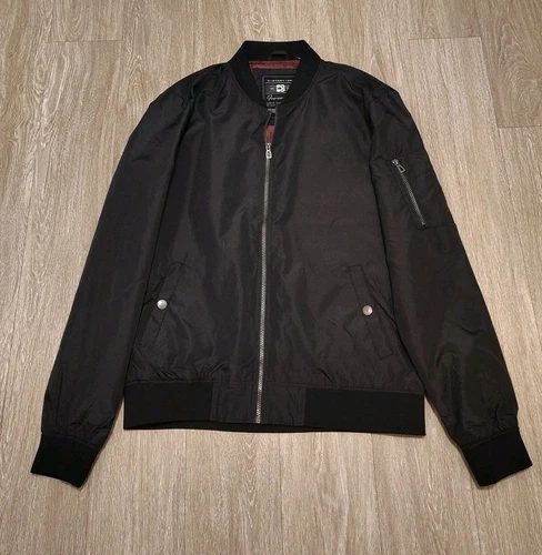 Distortion Bomber Jacket Men's Size Large Lightweight Pockets Black Full Zip image 2