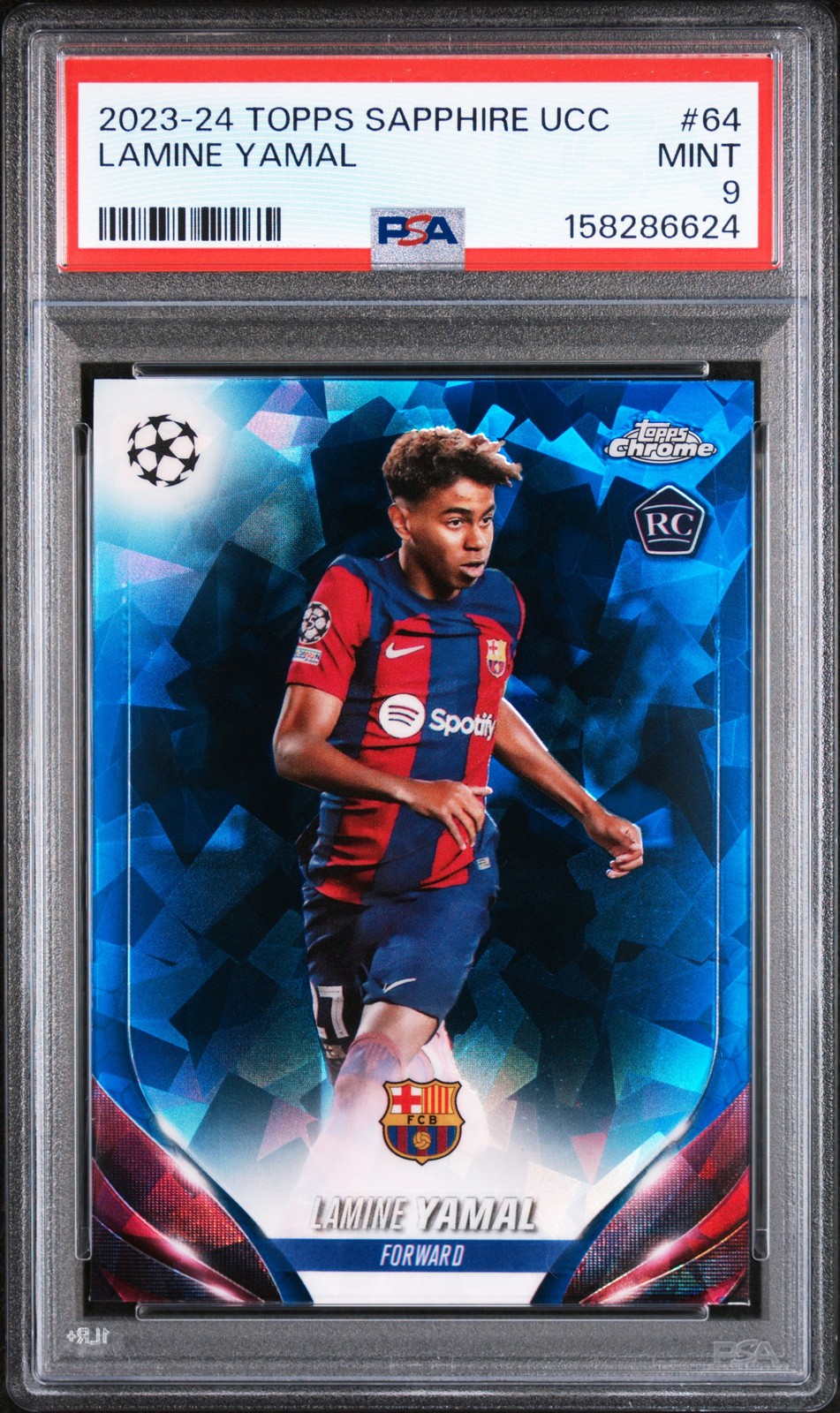 2023-24 TOPPS CHROME SAPPHIRE EDITION UCC LAMINE YAMAL ROOKIE RC PSA 9