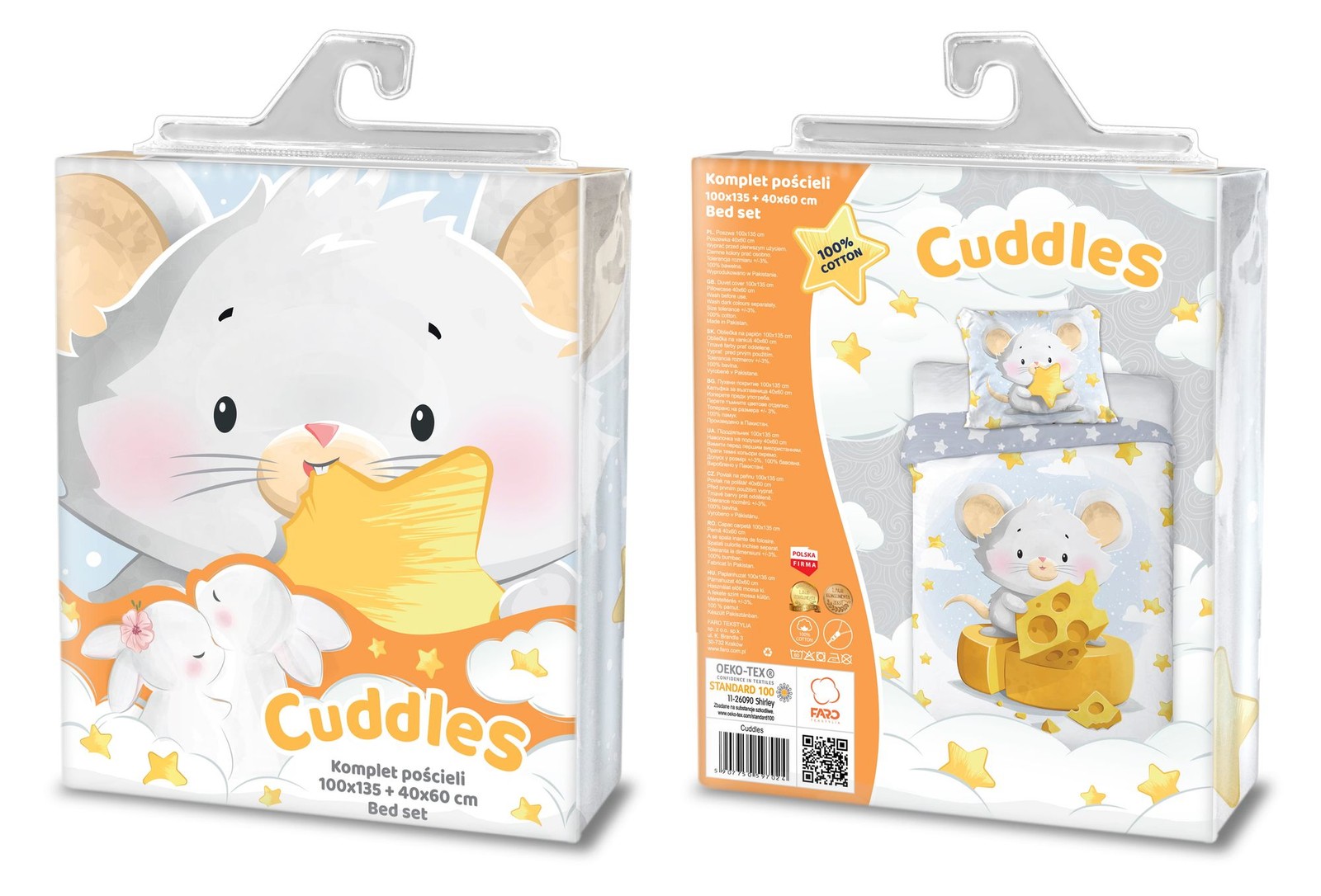 Set lenzuola bambino con topo e formaggio 2 pezzi 100x135 cm 100% cotone foto 4