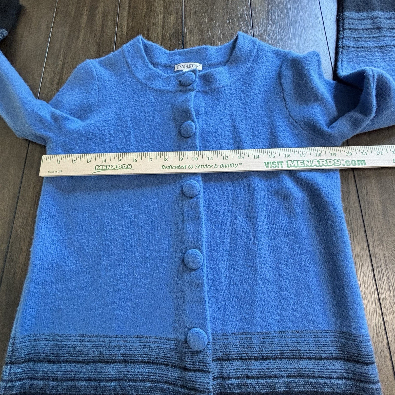 Pendleton Blue and Black Lambswool Button Front C… - image 3