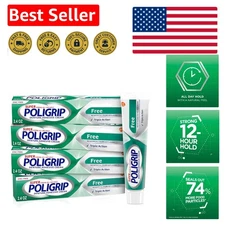 Denture and Partials Adhesive Cream, Zinc-Free - 12-Hour Strong Hold, Pack of 4