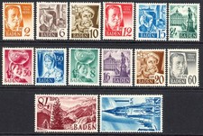 Germany / French Zone / Baden 1948 SG.FB14-FB27 all U/M except 30pf and 60dpf