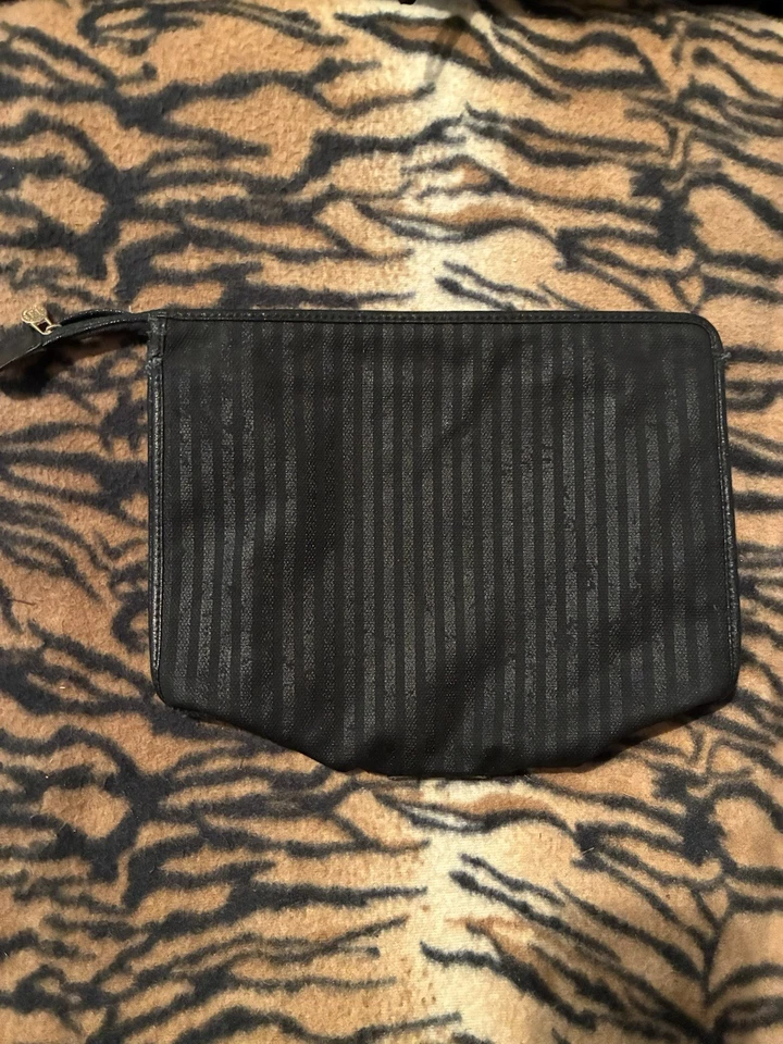 Винтажный «Fendi» черный холст с покрытием Roma застежки Дамская сумка сумочка - Изображение 2 из 4