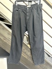 NILI LOTAN cotton/linen twill relaxed cropped pant / washed black / size 6