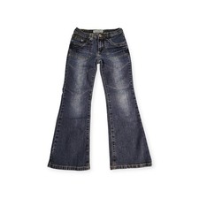 Z. Cavaricci Bootcut Leg Jeans Girls Size 7 Blue Faded Stone Wash Embroidered