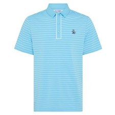 Original Penguin NWT Mens Golf Polo Aquarius Blue Striped Shirt OGKSF0A6SU M