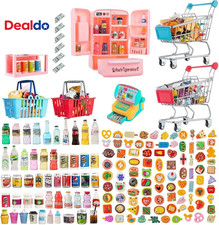 164Pcs Mini Shopping Cart Basket Miniature Food Drink Toy Supermarket Metal Hand