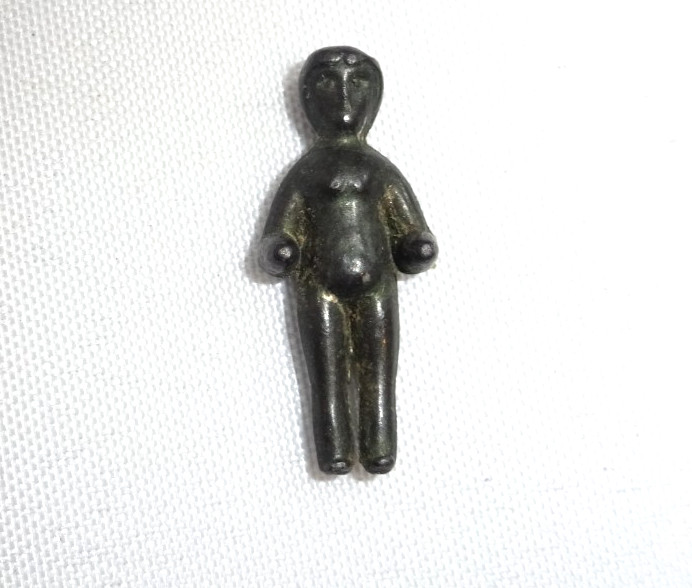 OLD SMALL 1" LEAD DOLL FROZEN CHARLOTTE MINIATURE TOY METAL CRACKER JACK PRIZE