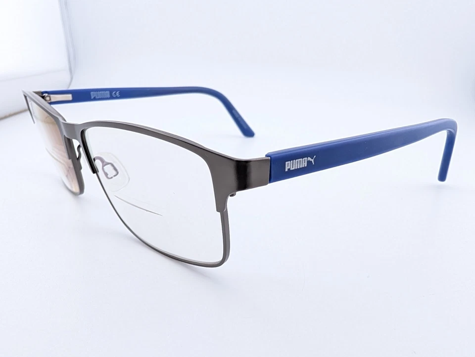 Gafas Puma, solo monturas, PE00270C0S 001, 56-18-140, metal, Gunmetal/azul Foto 4 de 4