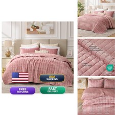 BEDELITE Velvet Quilt Set King Size, Luxury Velvet Comforter Bedding