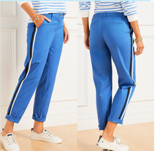 TALBOTS Relaxed Chinos Ankle Pants Blue Side Striped Size 6P