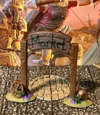 Village / Town Market Sign miniature Dungeons & Dragons D&D painted terrain