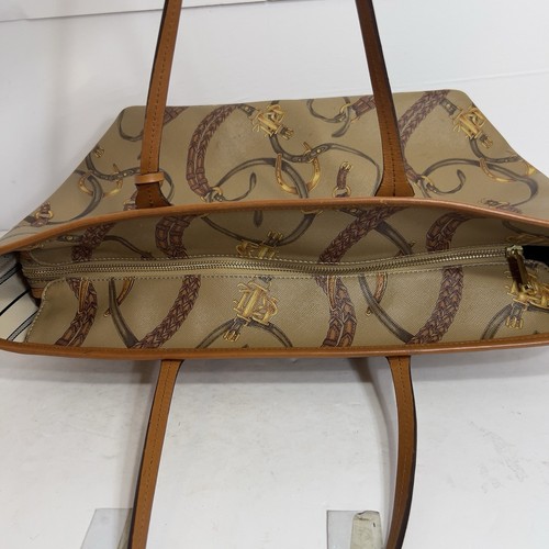 Ralph Lauren Equestrian Design Caldwell Beltin Tan Large Tote Handbag - Picture 9 of 14