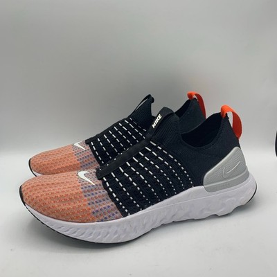 Nike React Phantom Run Flyknit 2 Shoes Mens Size 8 Black Team Orange Sneakers