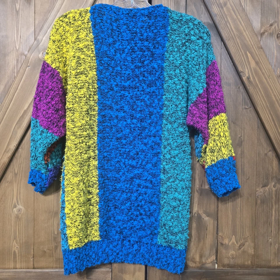 Suéter de malha Gitano vintage pequeno bloco de cores anos 80 anos 90 estilo Coogi acrílico - Imagem 3 de 4