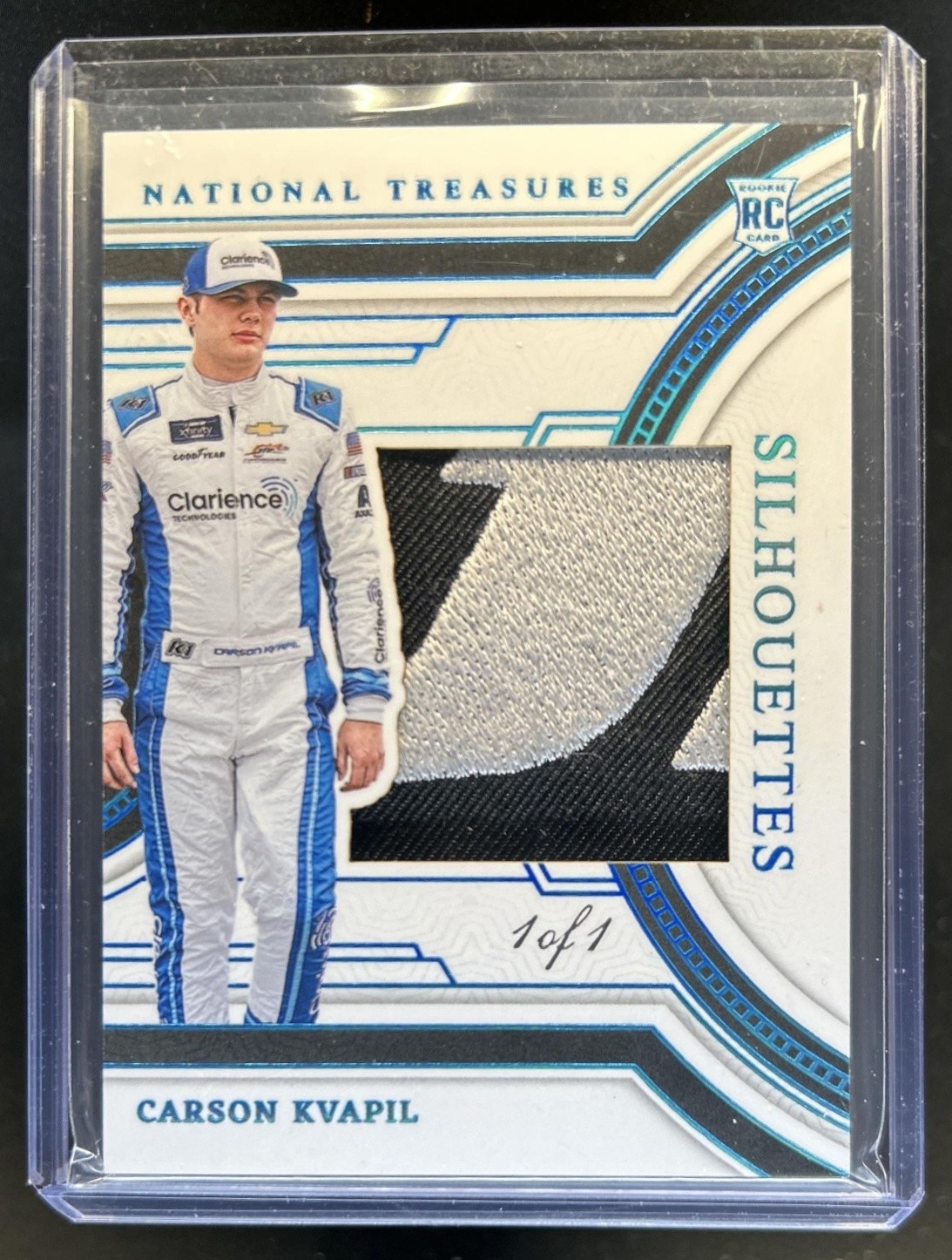 2024 Panini National Treasures Carson Kvapil Silhouettes RC Patch Platinum #1/1