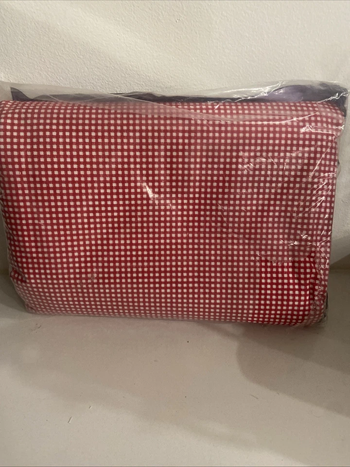 Vintage Ralph Lauren NWT Irregular Queen Flat Sheet Red and White Checked USA - Image 2 of 3