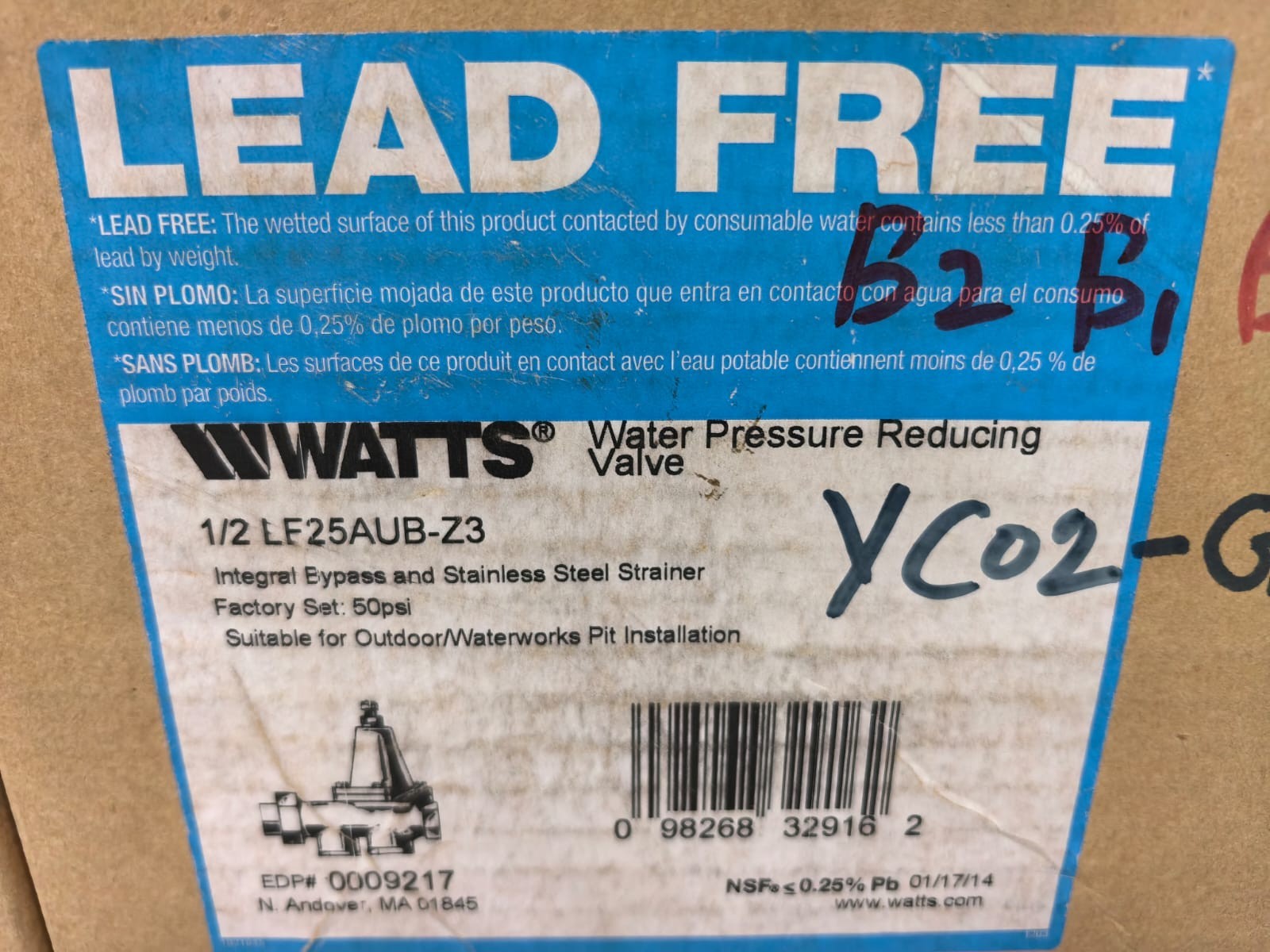 WATTS LF 25AUB Z3 WATTS LF 25AUB Z3 WATER PRESSURE REDUCING VALVE 1/2 25-75PSI 12