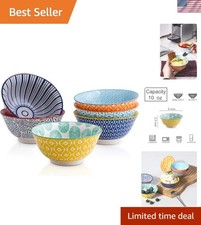 Vibrant Porcelain Bowls for Ice Cream  Desserts - Set of 6, 10 Ounce Capacity