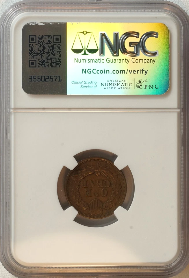 1867 Indian Head Small Cent XF 45 BN NGC 1C - Image 2 of 4
