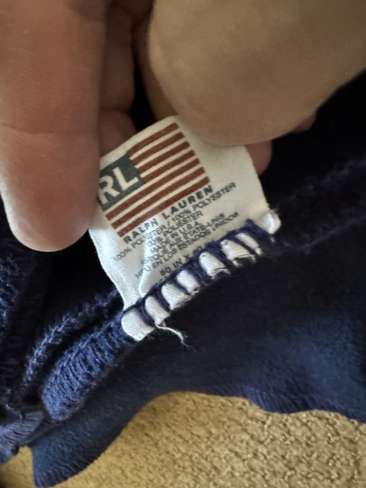 Ralph Lauren Exploration Blue Fleece Blanket Polo Bear Throw 50x60 Vintage - Image 2 of 2