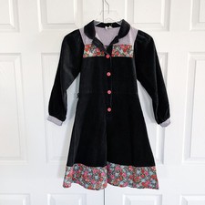 Vintage C&A Western Corduroy Shirt Dress Floral Prairie Cottagecore Size 146/XS