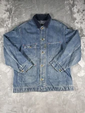Vintage Sears Denim Jacket Mens Large Chore Work Hercules Blanket Wool Lined