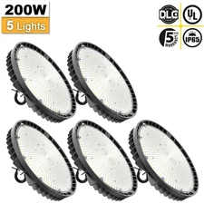 5Pack 200W LED High Bay Light Dimmable Industrial Workshop Lamp 30000lm 5000K
