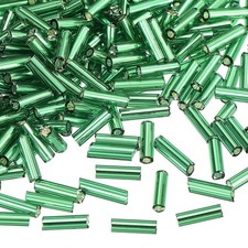 1300Pcs Glass Bugle Beads, 6x1.7mm Loose Bead Dark Green 