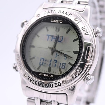 CASIO DATA BANK ABX-600 Watch Silver New Battery From Japan