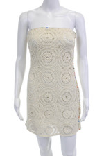 Zara Women Mini Shift Dress Beige 100% Cotton Sleeveless Button Size S